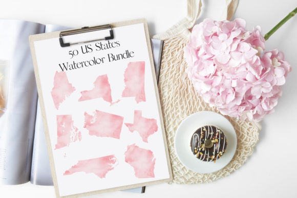 Download USA Map Pink Watercolor Clipart - Water Collection