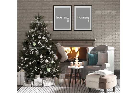 Download Christmas Wall Mockup, Holiday Mockup - Mock Collection