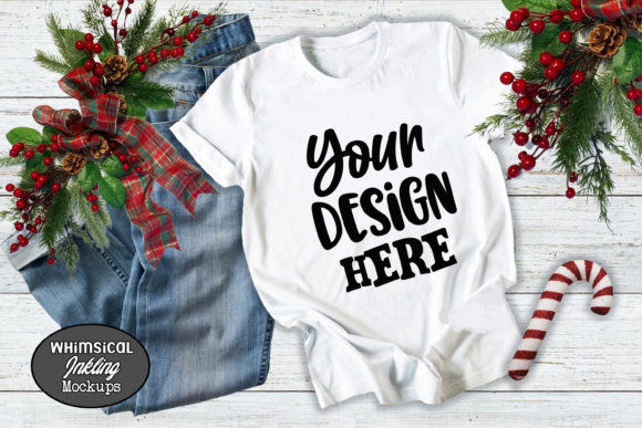 Download Candy Cane White Tee Christmas Mockup - Mock Collection