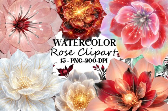 Download Watercolor Rose Clipart PNG Bundle - Water Collection