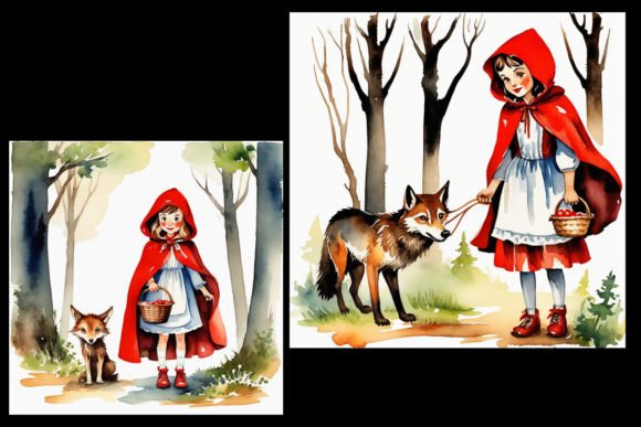Download Little Red Riding Hood Watercolor Prints - Water Collection