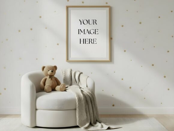 Download Stars &amp; Teddy Nursery Frame Mockup - Mock Collection