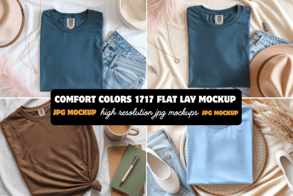 Download Comfort Colors 1717 Flat Lay Mockups - Mock Collection