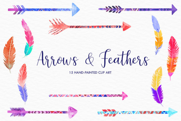 Download Watercolor Arrows, Feathers Clipart - Water Collection