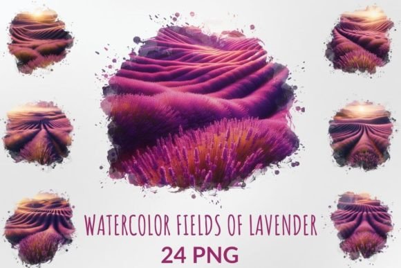Download Watercolor Fields of Lavender Clipart - Water Collection