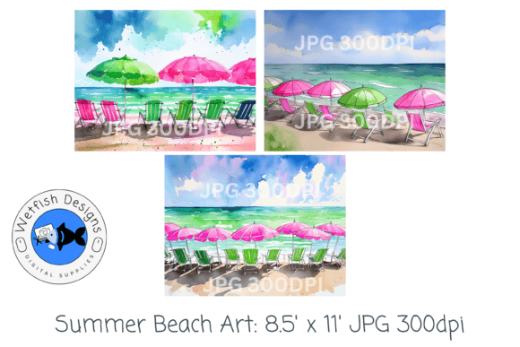 Download Summer Beach Watercolor Digital Prints 5 - Water Collection