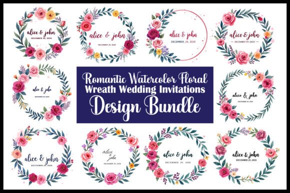 Download Romantic Watercolor Floral Wreath Bundle - Water Collection