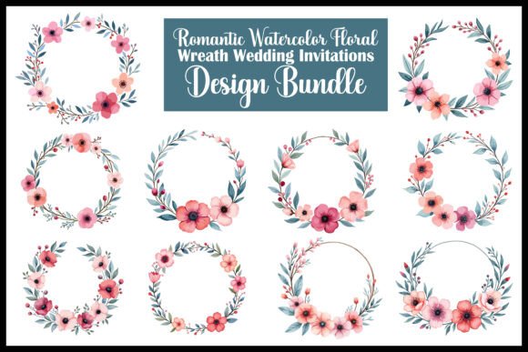 Download Romantic Watercolor Floral Wreath Bundle - Water Collection