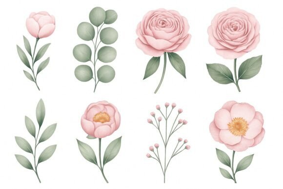 Download Delicate Watercolor Floral Clipart Set - Water Collection