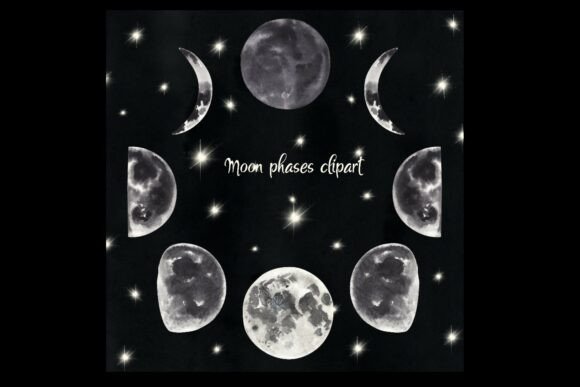 Download Moon Phases Watercolor Clipart Png Files - Water Collection