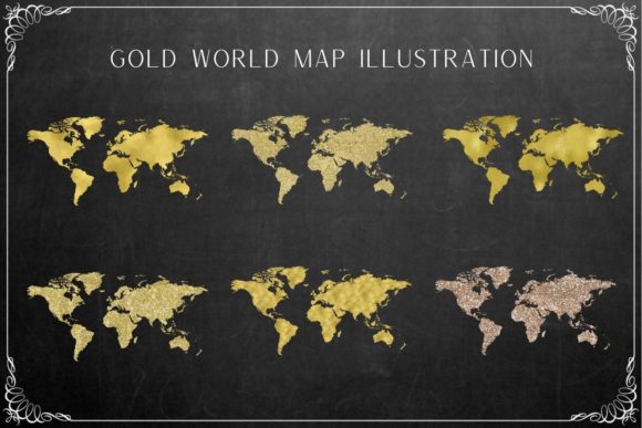 Download Gold World Map Illustrations - Illustration Collection
