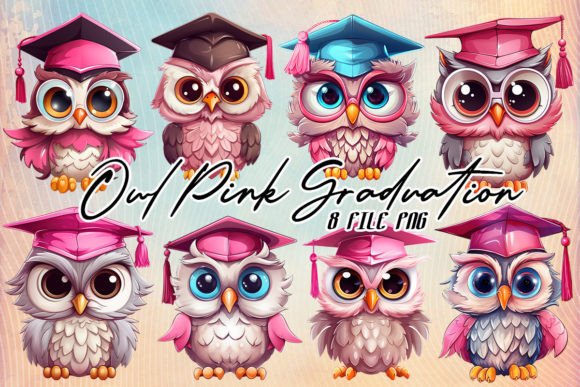 Download Graduation Owl Pink Watercolor Clipart - Water Collection