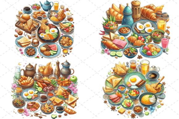 Download Watercolor Traditional Breakfast Bundle - Water Collection
