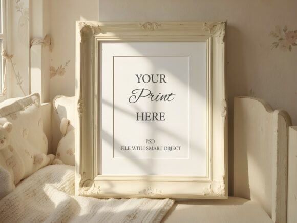 Download Vintage Cream Nursery Frame Mockup - Mock Collection