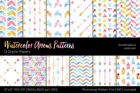 Download Watercolor Arrows Digital Papers - Water Collection