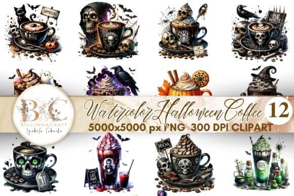 Download Watercolor Halloween Coffee Clipart PNG - Water Collection