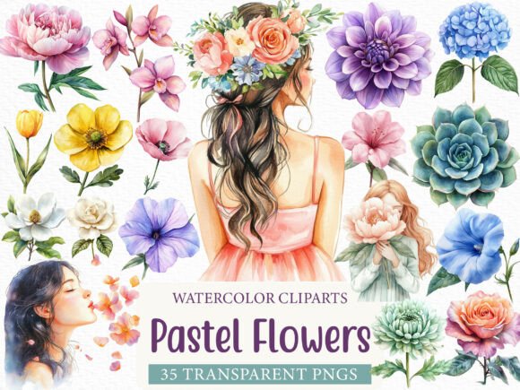 Download Watercolor Pastel Flowers Clipart - Water Collection