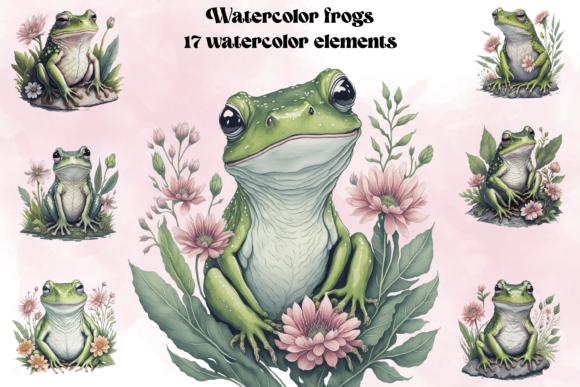 Download Watercolor Cute Frogs - Water Collection
