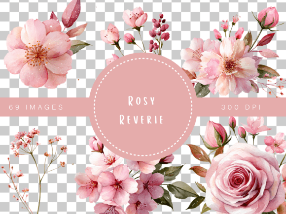 Download Rosy Reverie Watercolor Floral Clipart C - Water Collection