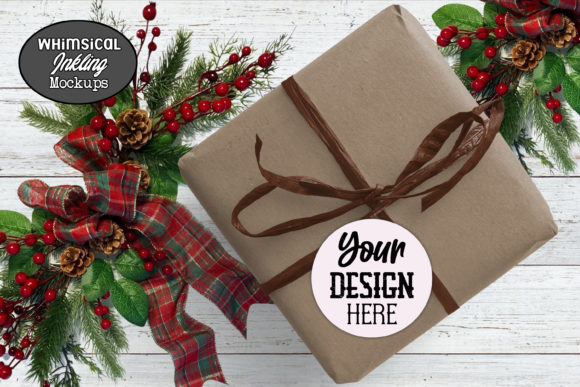 Download Round Christmas Sticker Mockup - Mock Collection