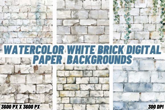 Download Watercolor White Brick Digital Paper - Water Collection