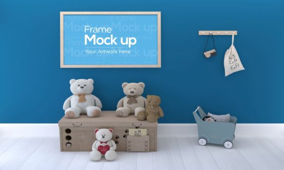 Download Kids Photo Frame Mockup with Teddy Bear - Mock Collection