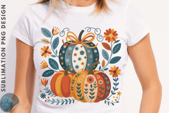 Download Folk Art Pumpkin PNG, Fall Floral Pumpki - Fall floral Collection
