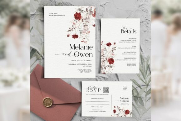Download Burgundy Rose Invitation Suite Bd013 - Premium Resources