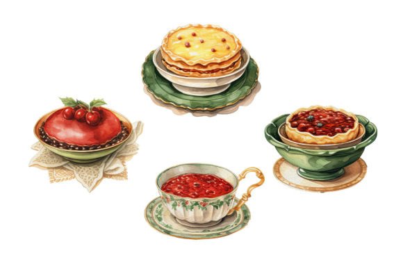 Download Christmas Desserts, Watercolor Food Set - Water Collection