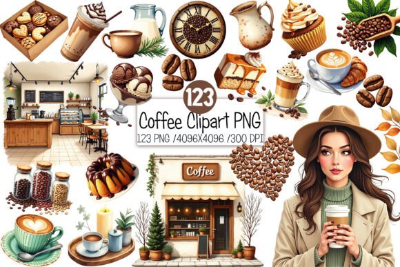 Download Watercolor Coffee Clipart PNG Bundle - Water Collection