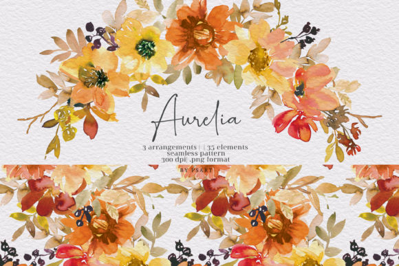Download Watercolor Autumn Floral Clipart Set - Water Collection