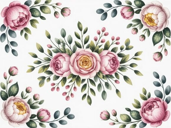 Download Delicate Watercolor Floral Clipart Set - Water Collection