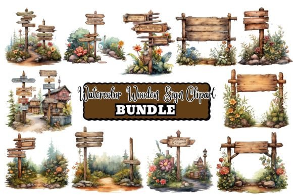 Download Watercolor Wooden Signs Clipart - Water Collection