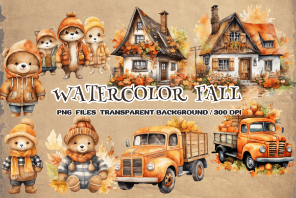 Download Autumn Watercolor Fall Clipart PNG - Water Collection