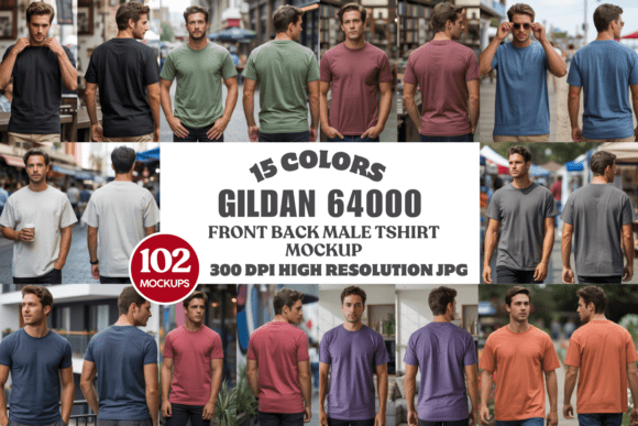 Download Gildan 64000 Front &amp; Back Tshirt Mockups - Mock Collection