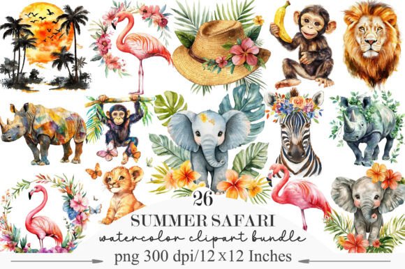 Download Watercolor African Summer Safari Clipart - Water Collection