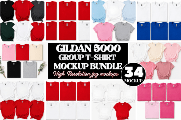 Download Gildan 5000 Group T-Shirt Mockup Bundle - Mock Collection