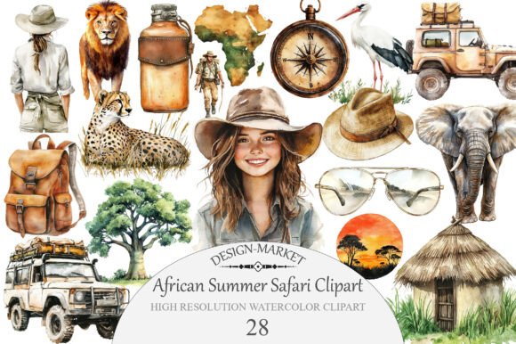 Download Watercolor African Summer Safari Clipart - Water Collection
