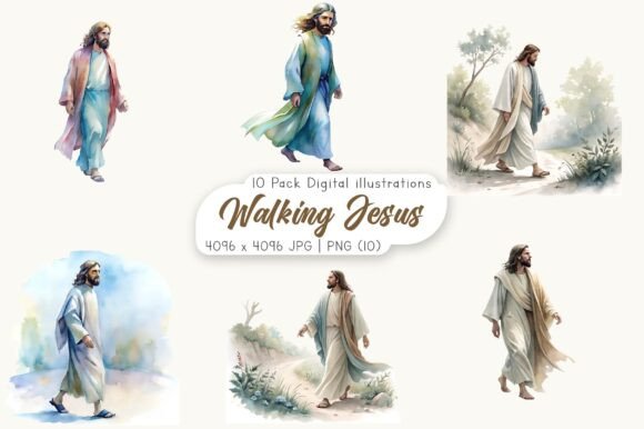 Download Watercolor Walking Jesus Clipart - Water Collection