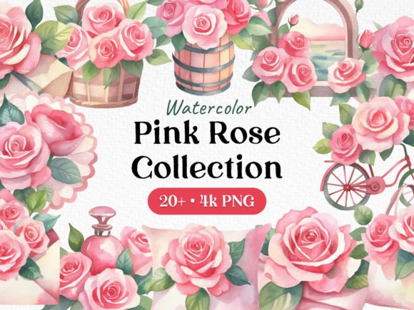 Download Bundle Watercolor Rose Clipart PNG - Water Collection