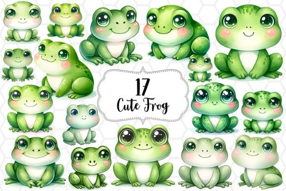 Download Cute Frog Watercolor Clipart Bundle - Water Collection