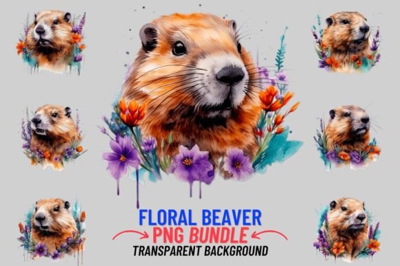 Download Watercolor Floral Beaver 12 PNG Clipart - Water Collection