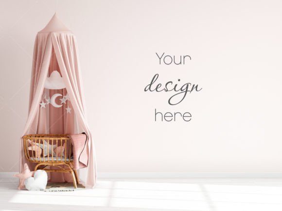 Download Nursery Wall Mockup Pink - Mock Collection