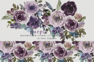 Download Purple Pink Watercolor Rose Clipart Set - Water Collection