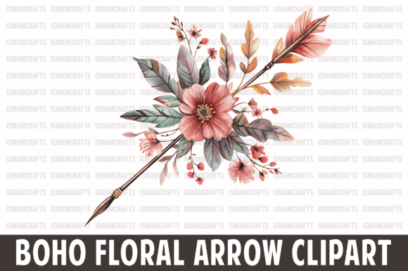 Download Boho Floral Arrow Watercolor Clipart - Water Collection