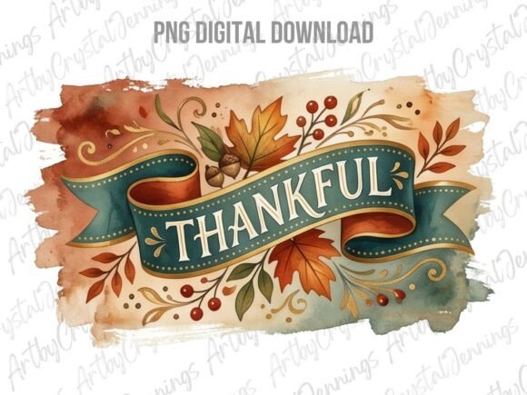 Download Watercolor Thankful Fall Clipart PNG - Water Collection