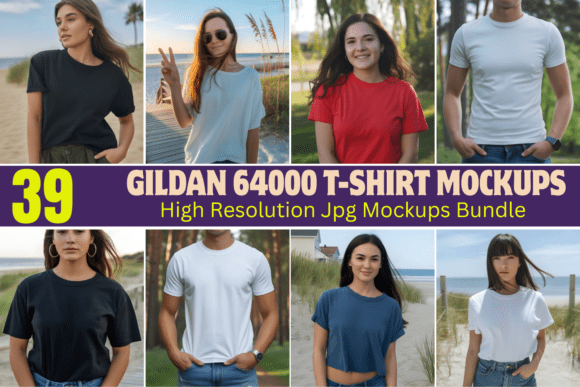 Download Gildan 64000 T-shirt Mockups Bundle - Mock Collection