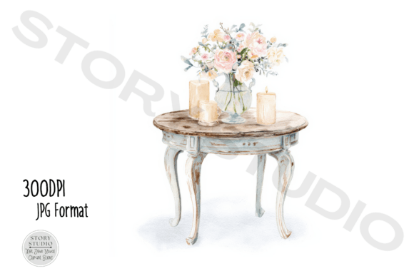 Download Watercolor Shabby Chic Floral Table - Water Collection