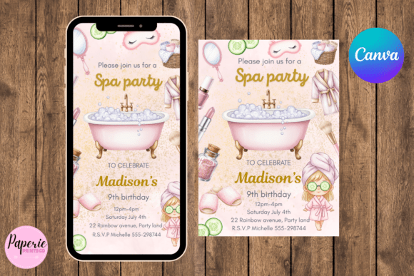 Download Spa Birthday Party Invitation Editable - Invitation Collection