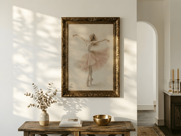 Download Gold Vintage Frame Mockup Console Table - Mock Collection